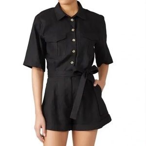 Bec & Bridge | Black Linen Romper